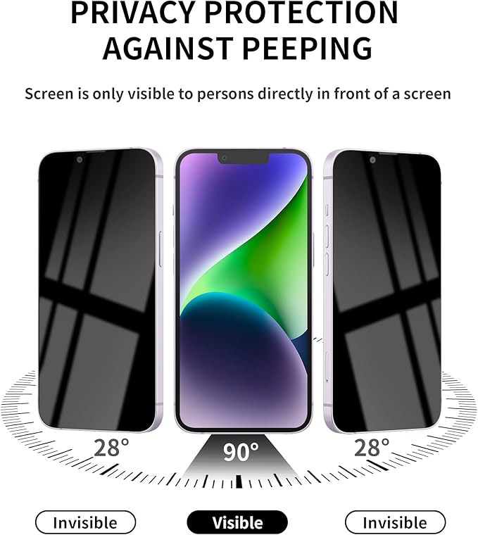 3 Pack Privacy Screen Protector for iPhone 14/16E/13/13 Pro Tempered Glass 6.1inch Private Saver Anti-Spy Eye Protection Anti-Scratch Full Coverage