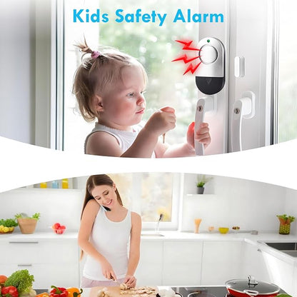 120DB High Decibel Door Window Alarms for Home Security, Toddler Child Safety Entry Open Alert Door Chime, Anti Intrusion Sensor for Household Store Apartment Garage, 10 Pack Silver Gray