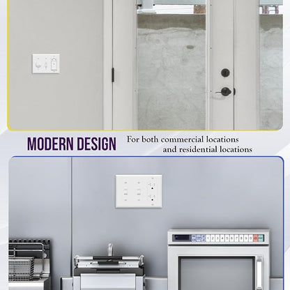 ENERLITES 3-Gang 2 Toggles and 1 Decorator/GFCI Combination Wall Plate | 2-Pack Glossy finish white, 4.50" x 6.38" with screws. Fits two toggle switches and one rocker device, UL listed.