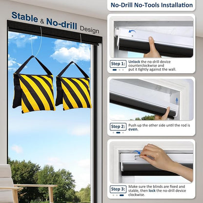 Smart Motorized Blinds with Remote, Cordless No-Drill Automatic Roller Shades, Blackout Electric Blind for Windows, Black, 36 x 72