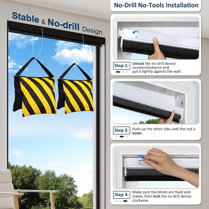 Smart Motorized Blinds with Remote, Cordless No-Drill Automatic Roller Shades, Blackout Electric Blind for Windows, Black, 34.5 x 72