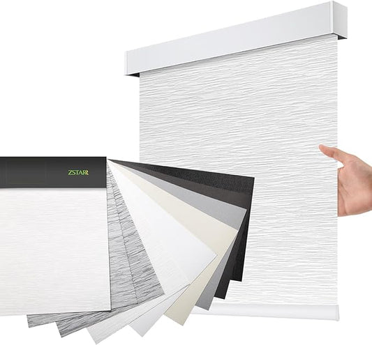Motorized Blackout Window Blinds Customize Width(21-97 in) Remote Control Wireless and Rechargeable Roller Shades Blinds for Windows, Office,Home, Hotel, Club, Fabric Sample (Multicolor)