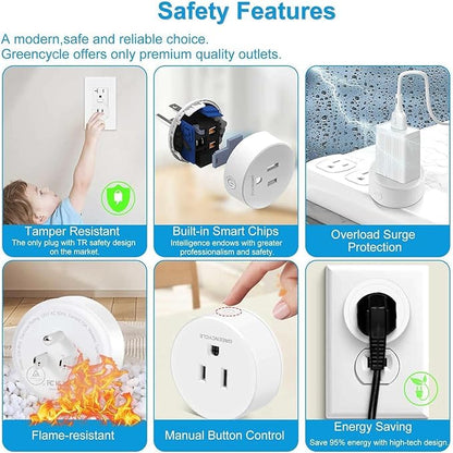 Greencycle Smart Wireless Remote Control Outlet Plug,WiFi Outlets for Household,On Off Smart Outlets Switch Compatible with Tuya,Alexa and Google Assistant,Timer Outlet,No Wiring,White,1SW+3Outlets