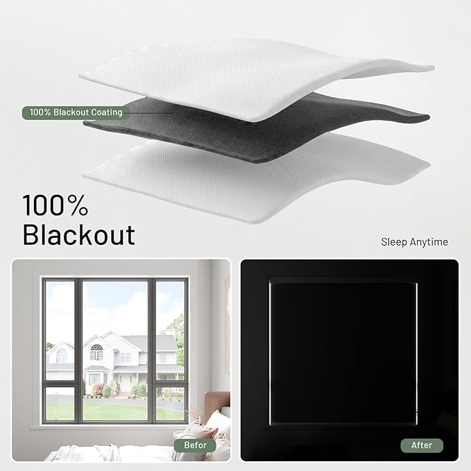 Motorized Blinds with Remote, Blackout No Drill Cordless Smart Roller Shades, Automatic Blinds for Windows, White,28" W x 72" H