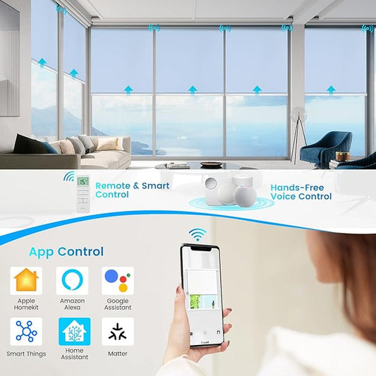 Motorized 100% Blackout Roller Shades – Custom Smart Blinds with Remote Control, Rechargeable Battery or Plug-in Motor, Tuya WiFi Optional, Home & Office Automatic Window Shades (Greige Green/CH9444)
