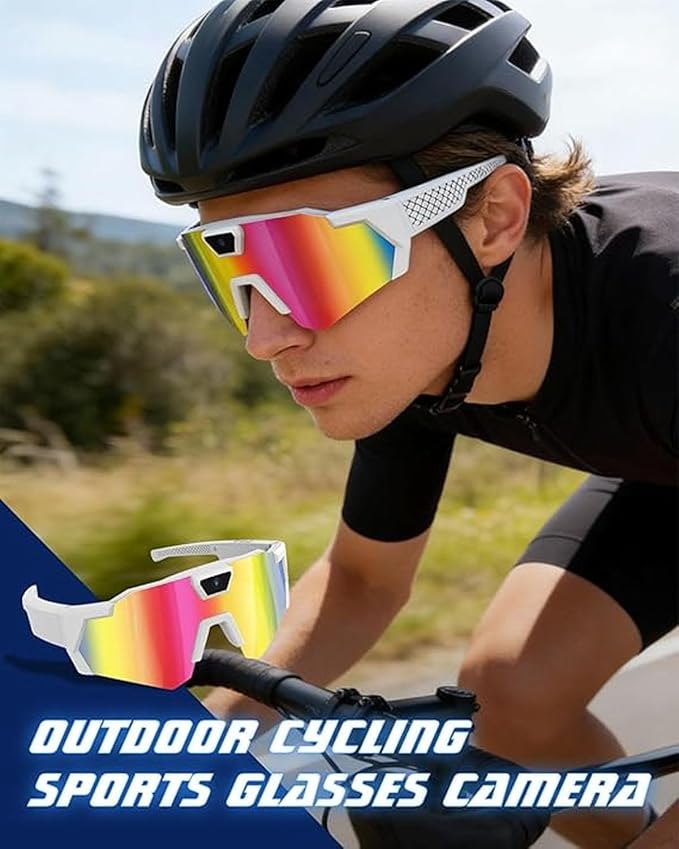 POV Glasses 4K Baseball Sunglasses Camera Smart Men Women Audio Video Action 2026 Upgrade Eyeglasses Running Style Meets Function Sports Cycling Hiking HD (Blue)