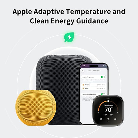 Aqara Smart Thermostat W200 with Apple Adaptive Temperature & Clean Energy Guidance, 4" Touchscreen, Matter Controller, Built-in Radar Sensor, Works with Apple Home, Siri, Google Assistant, Alexa