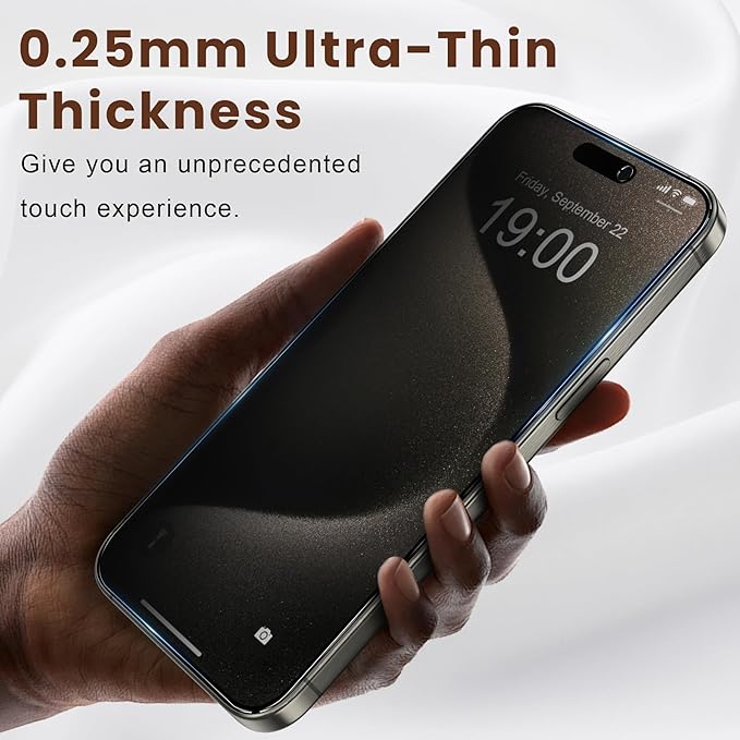 Fotbor for Apple iPhone 15 Pro Max True 23° Privacy Screen Protector with [3s Installation Frame], Case Invisible Friendly 9H+ Tempered Glass 2Pack, 15 Promax 6.8 inch