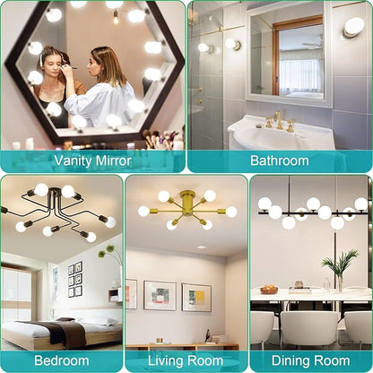 G25 LED Bathroom Light Bulbs, E26 Base 4000K Natural Daylight Vanity Mirror Light Globe Bulbs Uniform Lighting, High CRI Makeup Mirror Light Bulbs Not-Dimmable 4 Pack