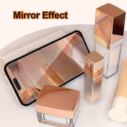 2 Pack compatible with iPhone 15 Privacy Screen Protector Mirrored Tempered Glass Film Anti-Spy Perfect Mirror Effect Touch Sensitive with Easy Installation Alignment Frame 6.1 inch - Silver