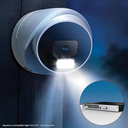 Night Owl Wired IP 4MP Deterrence Dome Camera with 2-Way Audio - White