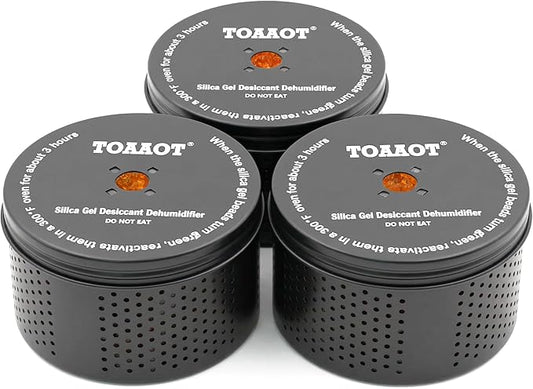 Gun Safe Dehumidifier, Moisture Absorber, 200g Small Silica Gel Desiccant Canister for Gun Cabinets & Safes, Aluminum Shell, Reusable