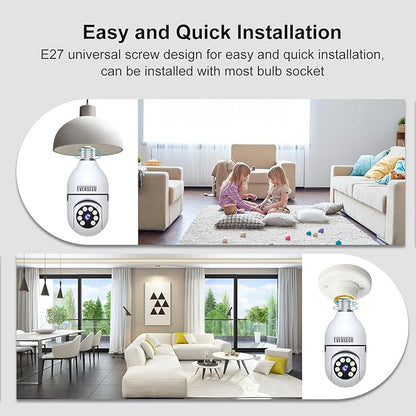EVERSECU 4pack 1080P Wireless Light Bulb Security Camera, 2.4g & 5g WiFi, Auto Tracking, 2 Way Audio, Smart Night Vision, Support ONVIF & RTSP, Work with Alexa, SD Card & Cloud Storage, Free App