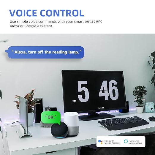 Smart Wall Outlet, TR Receptacle, 2.4 Ghz WiFi, Alexa&Google, ETL&FCC