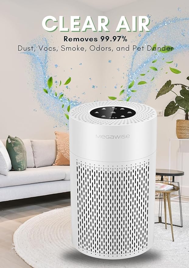 MEGAWISE Air Purifier 2-Pack for Home & Office, Compact Quiet Air Cleaner with Multi-Layer Filter, Portable Design for Bedroom, Living Room, Desktop
