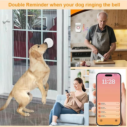 WiFi Dog Door Bell for Potty Training to Go Outside, Smart Doggie Door Bell for Dog, Wireless Doggy Doorbell with Phone App