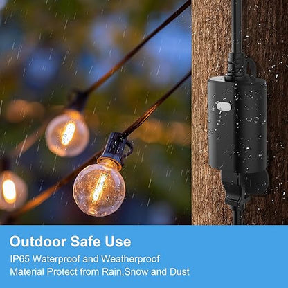 New One Smart Dimmer Plug Outdoor, IP65 Waterproof WiFi Dimmable Smart Outlet, Compatible with Google Assistant, Alexa