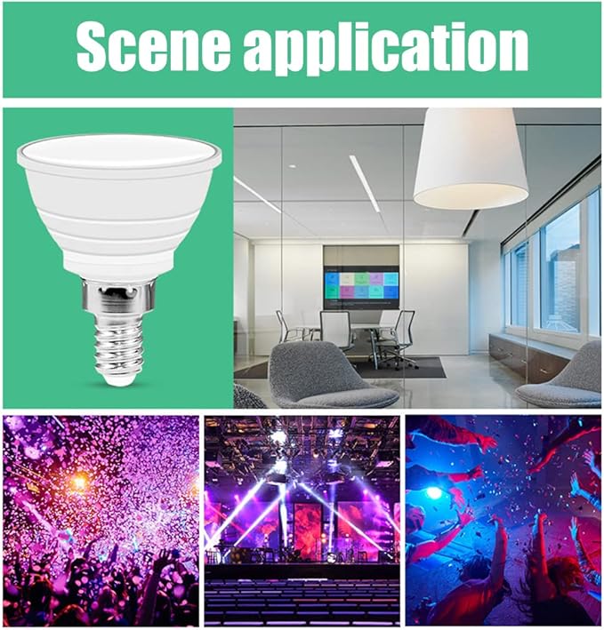 LED Light Bulbs RGB Light Cup 16 Color Changing E14 Smart Spotlight Bulb with Remote Control