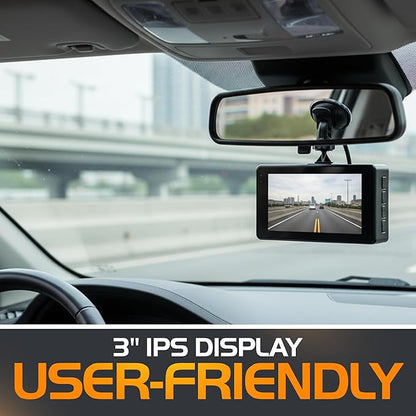 4K Front Dash Cam & 2K Rear Full HD Dash Camera for Cars, Included 32GB Card, 170° Wide Angle, Built-in Wi-Fi, 3" IPS Screen, Night Vision, WDR/HDR, 24hr Parking Monitor