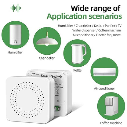 VIPMOON WiFi Smart Light Switch, Mini Smart Breaker Module, APP/Voice Remote Control, Compatible with Alexa, Google Home, Tuya/Smart Life (1/2 Way, AC 100-240V)