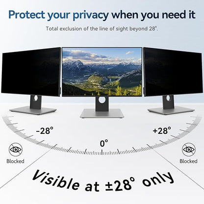 [2-Pack] 24 Inch Magnetic Computer Privacy Screen Filter for 16:9 Widescreen Monitor, Removable Eye Protection Anti Glare Blue Light Filter Privacy Shield, Anti Spy Screen Protector Film 24 in