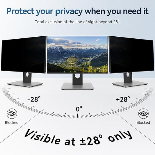 [2-Pack] 27 Inch Magnetic Computer Privacy Screen Filter for 16:9 Widescreen Monitor, Removable Eye Protection Anti Glare Blue Light Filter Privacy Shield, Anti Spy Screen Protector Film 27 in