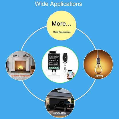 Smart Dry Contact Switch, AC Wireless Relay with RF Remote (165ft) & Tuya App, NO/NC 8A/250VAC & 8A/30VDC - for Garage Door,Lights, Alexa/Google Home Compatible (smart Switch)