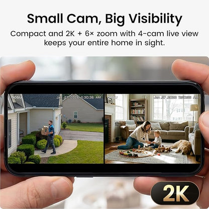 aosu Security Cameras Wireless Outdoor Home System, True 2K HD, Color Night Vision, Long Battery Life, Spotlight & Siren Alarm, Motion Detection, No Subscription Required, 2-Cam-Kit