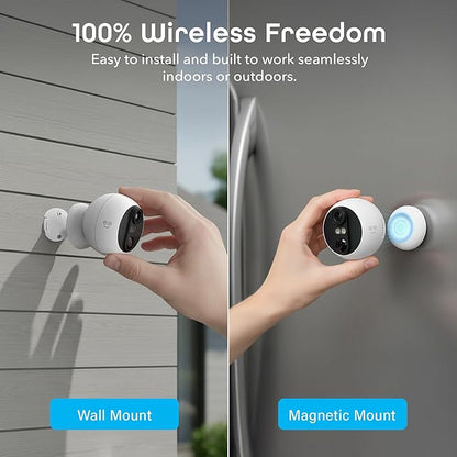 Geeni Perch 3MP Smart Magnetic Battery Camera – 2K HD Outdoor Wireless Security Camera with Color Night Vision, LED Spotlight, 2-Way Audio, & IP66 Weatherproof – Works with Alexa & Google Assistant
