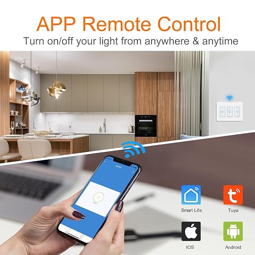 Smart Light Switch WiFi Switch Touch Wall Switch 3 Gang