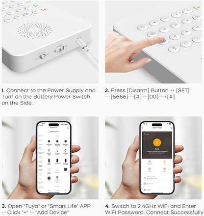 YBJ Alarm System for Home Security,DIY Wireless Home Alarm System with Door and Motion Sensors,Smart Keypad,No Subscription Fee (13-Piece Kit)