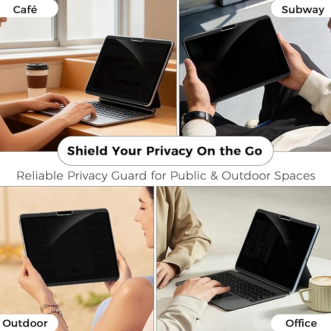 4-Way Magnetic Privacy Screen for iPad Air 11 Inch 2024/2025 (M2/M3, 6th/7th Gen), Removable 360° Private Filter for iPad Air 11, Anti Glare Bubble-Free Easy Install Security Protector, 1 Pack
