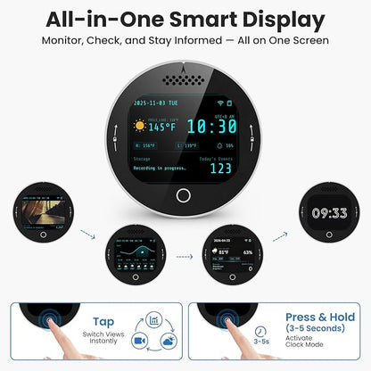 SOLIOM 5MP Window Camera with LCD Touchscreen,Indoor Camera for Home Security Outdoor,24/7 Recording,Anti-Glare Color Night Vision,AI Motion Detection, No-Drill Install for Apartments & Rentals