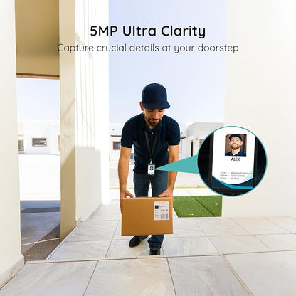 BOIFUN 5MP Video Doorbell Camera Wireless – Sharper Than 2K, No Subscription, 166° Wide View, HDR Night Vision, Smart Human Detection, Two-Way Audio & Battery Doorbell with Chime, 2.4 GHz Wi-Fi Only