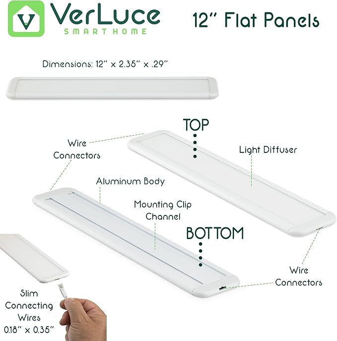 4 x Flat Panel LED Light Kit - Plug-in - Smart Under Cabinet Lighting - Super-High-Output - 478 lm Per Panel - 2700K-6500K - 95 CRI - Works with Alexa, Google, Apple - Matter Certified
