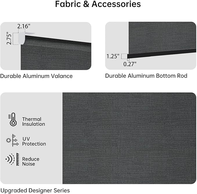 Motorized Coupled Shades, Light Filtering Smart Blinds for Large Windows Automatic Blinds Compatible with Alexa, Electric Roller Shades Customized for Living Room Home Office(Black)