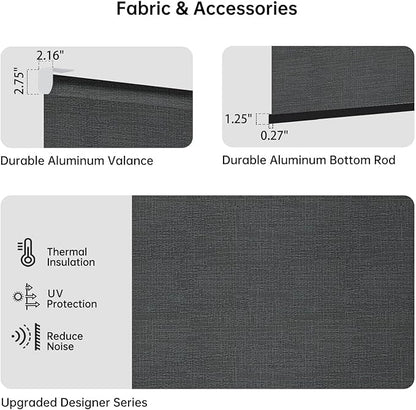 Motorized Coupled Shades, Light Filtering Smart Blinds for Large Windows Automatic Blinds Compatible with Alexa, Electric Roller Shades Customized for Living Room Home Office(Black)