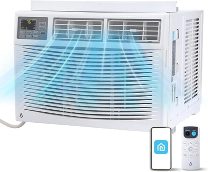 12000 BTU Window Air Conditioner, Smart WiFi AC Unit with Remote & App Control, Heavy Duty Cooling for Large Rooms up to 550 Sq. Ft., Energy Saving Mode, 4-Way Air Direction, White