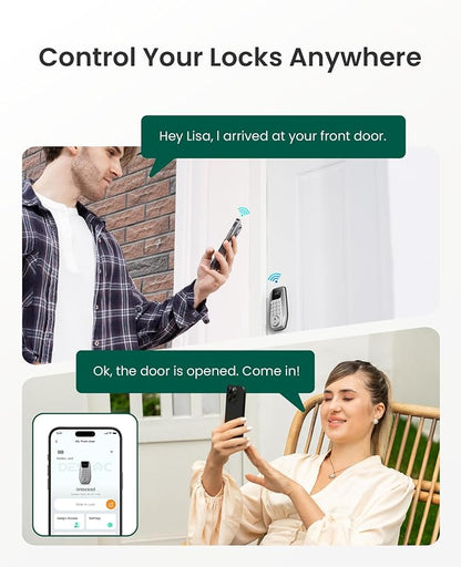 DESLOC C100 Plus Smart Lock with keypad, Built-in WiFi, Visual Display | Keyless Entry Deadbolt with App Control, 100 PIN Codes, IP54 Waterproof, For home & Rental Use, BHMA Grade 3,Silver