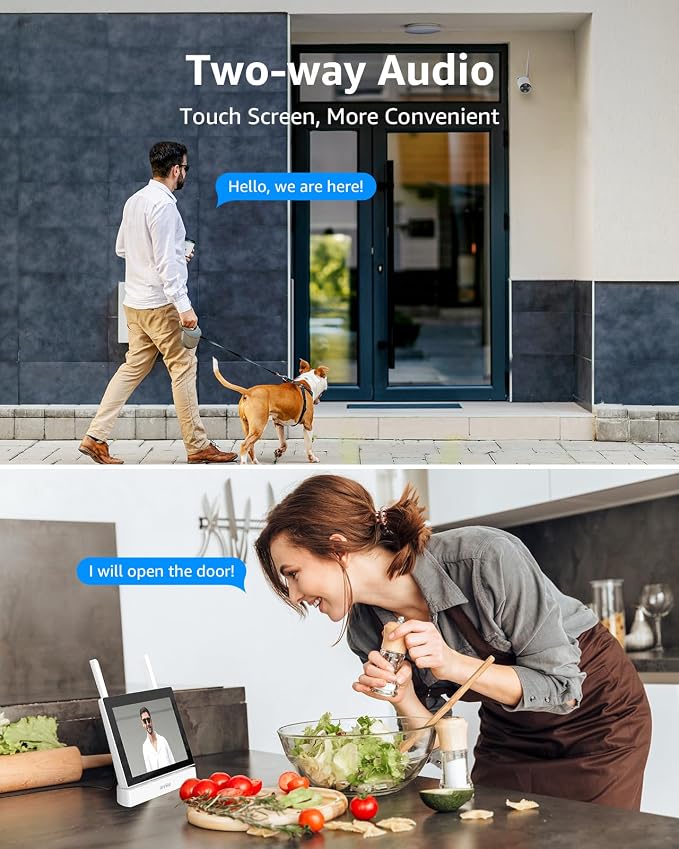 ANNKE 5MP Wireless Security Camera System, 7" Touch Scree Monitorn, 64GB SD | 2 Wireless Outdoor Cameras, 4CH WiFi NVR, Plug & Play, Human Detection, Two-Way Audio, 100 ft Night Vision, IP66