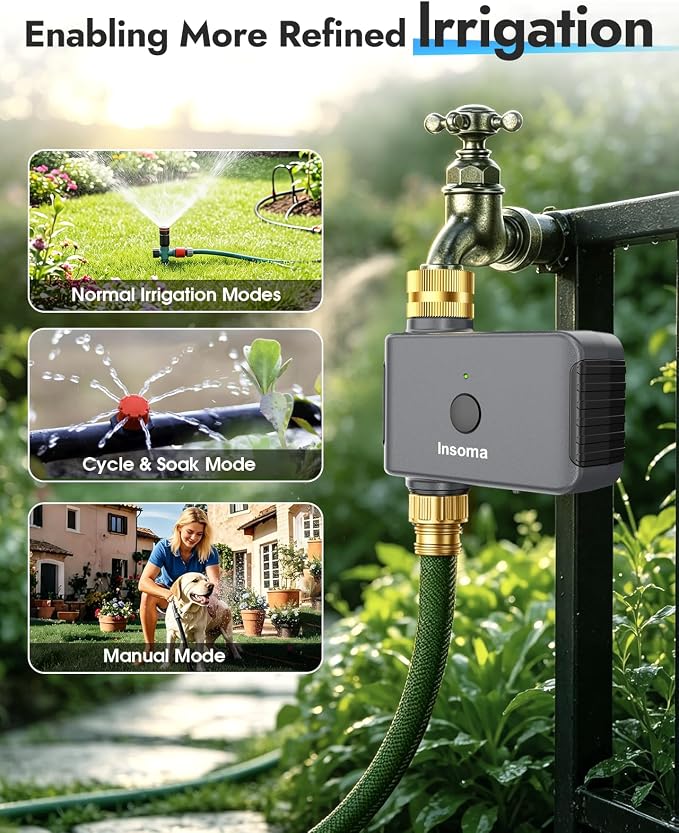 Insoma WiFi Water Timer for Garden Hose, Brass Inlet Outlet