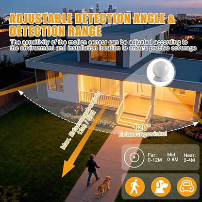 2 Pack Motion Sensor Switch with Outlet, PIR Wireless Motion Sensor Switch, Adjustable Sensitivity, IP54 Waterproof Wireless Motion Detector with Plug for Lights and Devices for Indoor/Outdoor