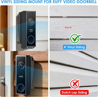 Doorbell Vinyl Siding Mount/Angle Adjustment Mount for Eufy Doorbell E340/C30/C31, Doorbell Corner Mounting Bracket Wedge Kit for Eufy Video Doorbell Camera, for 4 Inch Standard Vinyl Siding