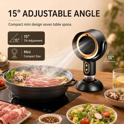 PuffHide Portable Smoke Purifier for Indoor Smoking with 2-Speed Exhaust Fan, Adjustable Angle Compact Cleaner for Kitchen Cooking, BBQ & Indoor Use, Black Gold