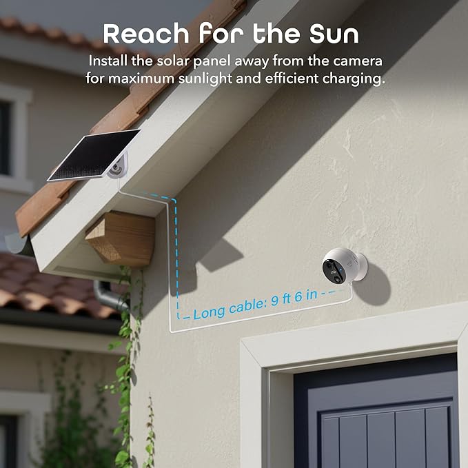 Geeni Perch 3MP Smart Magnetic Battery Camera with 3W Solar Panel – 2K HD Outdoor Wireless Security Camera with Continuous Solar Power, Color Night Vision, LED Spotlight, & IP65 Weatherproof