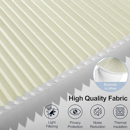 BERISSA Motorized Cellular Shades, Light Filtering Smart Honeycomb Blinds with Remote Control & Hub, Custom Room Darkening Automatic Cellular Window Blinds for Home Office, Living Room, Door,Beige