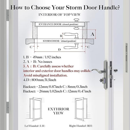 House Guard Storm Door Handle Replacement with Lock, Fits Storm & Screen Doors, Compatible with 1.1-1.97 Inch Thick Doors, 0.87 Inch & 1.02 Inch Backset Options (Brushed Nickel)