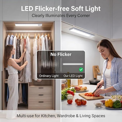 Under Cabinet Motion Sensor Lighting: 14 Inch Dimmable Rechargeable Lights Indoor - Battery Operated Lights - Undercabinet Closet Light Magnetic Led Light for Kitchen Home Bathroom Counter 5 Pack