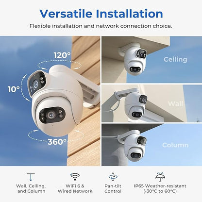IMILAB EC6 Dual 2K+2K Plug-in Outdoor Security Camera: Outdoor Camera for Home Security w/Motion Spotlight & Siren, Wired 360° Rotate Cam, Person Tracking, 24/7 Recording, Color Night Vision