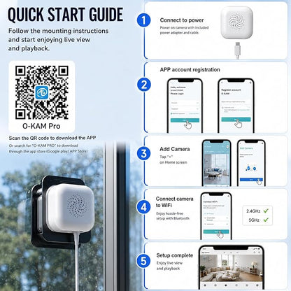 Window Camera 3MP 2K Indoor for Home Security, Color Night Vision - 2Pack | No Drilling See Outside from Inside Through Glass, 2.4GHz & 5GHz WiFi, AI Person Detection, Anti-Reflection Design